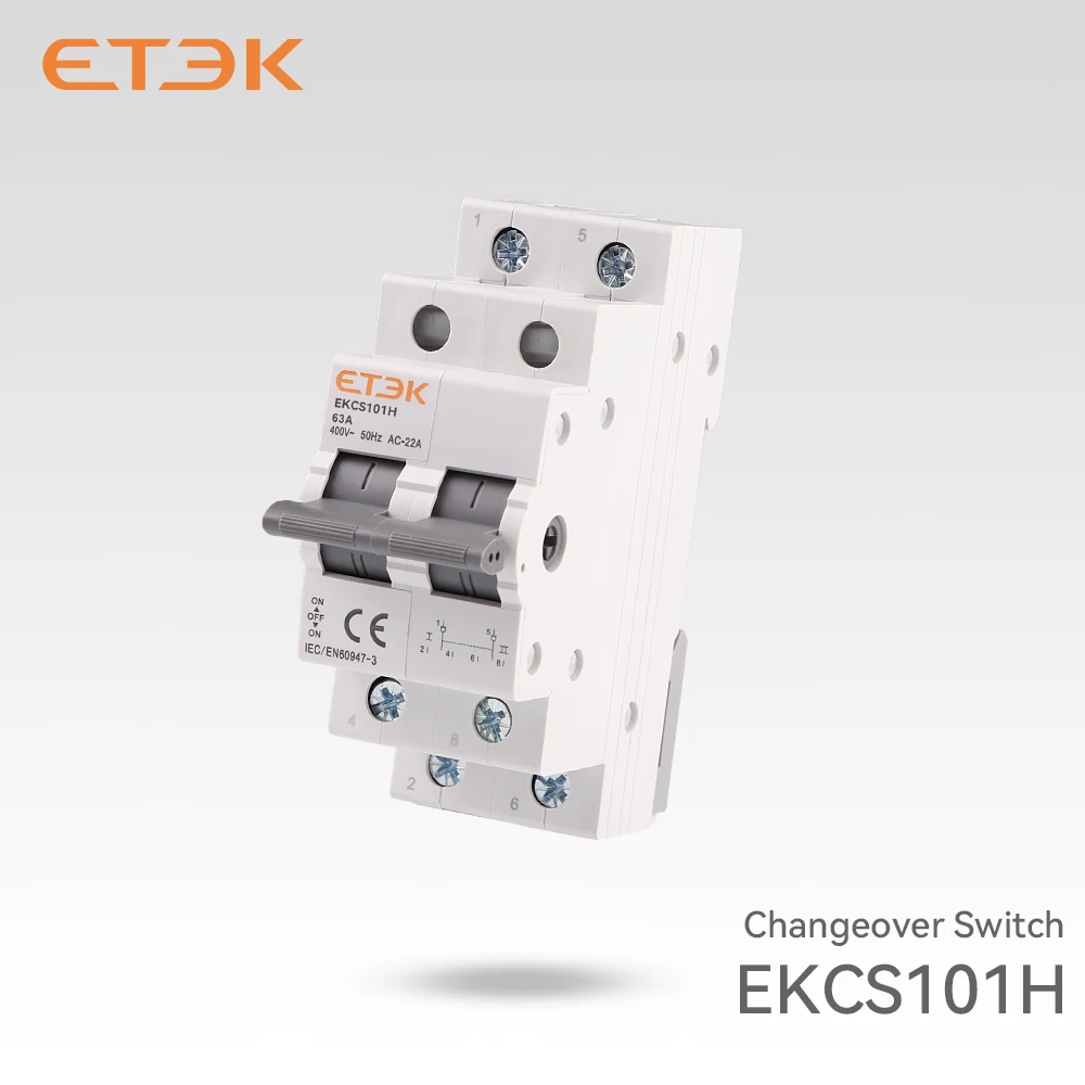 ETEK Din Rail MTS Dual Power Manual Transfer Switch Modular Changeover Switch Interlock Circuit Breaker 1P 2P 4P 40A 230V EKCS101