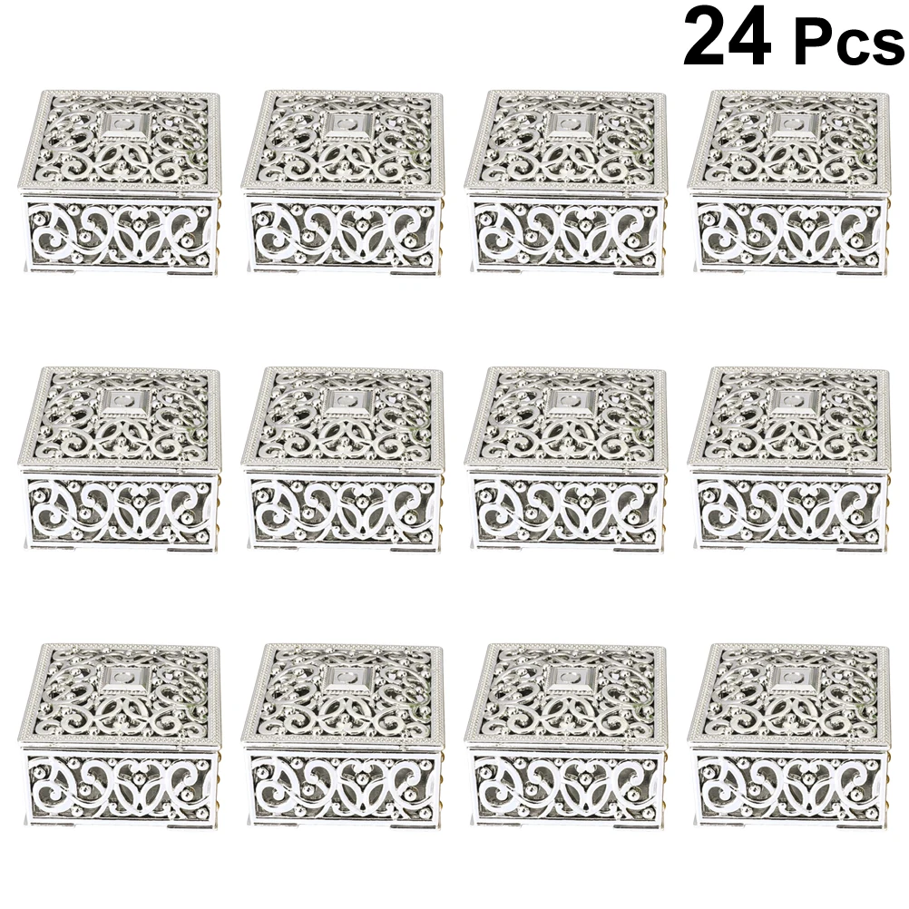 24pcs Hollow Flower Pattern Gift Boxes Plastic Packaging Case Mini Packaging Boxes Gift 