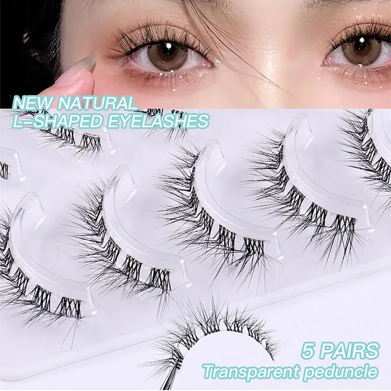 

New L-shaped False Eyelashes 3D Natural Fluffy Messy Lashes Dramatic Makeup Eyelashes Reusable Handmade Eyelashes Free Shipping