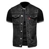 2024 High Quality Fall on The New Fashion Handsome Trend Everything Black Stand Collar Large Size Cowboy Vest Man   Vest for Men 5