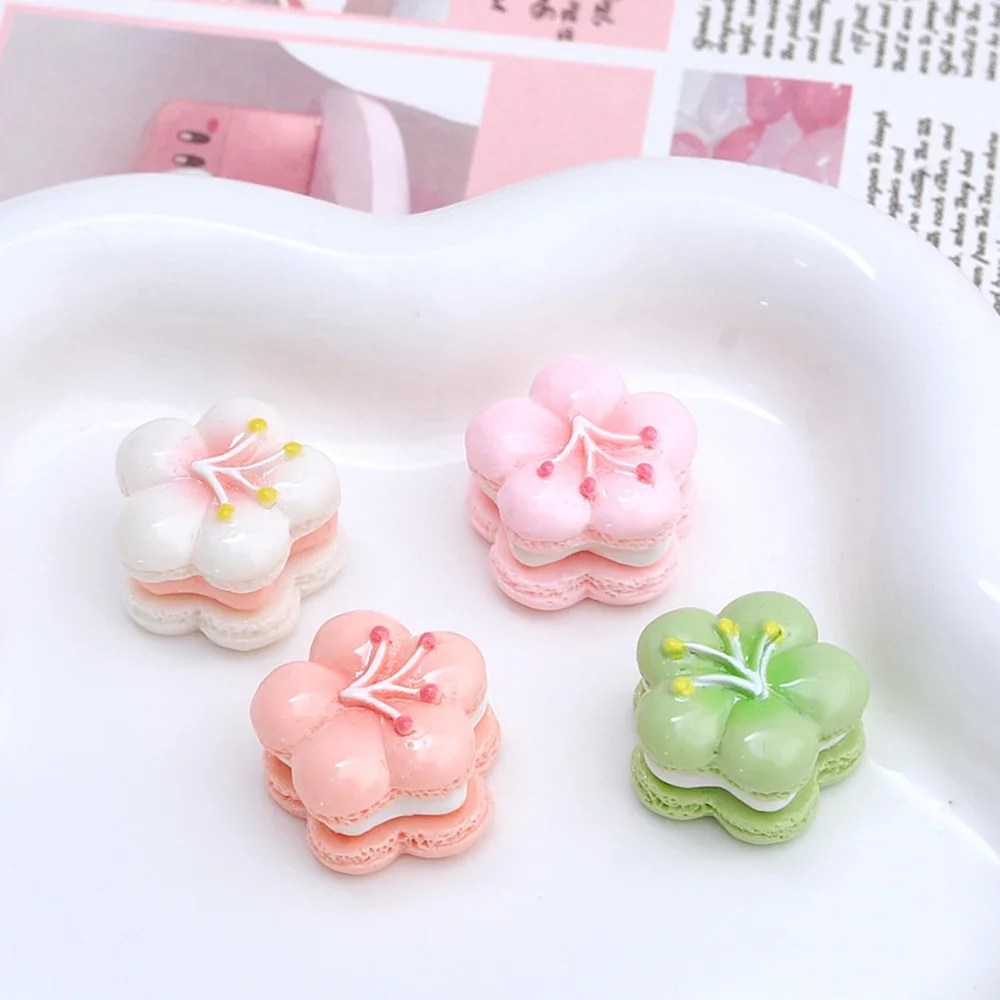 반짝이는 벚꽃 케이크 시리즈 송진 플랫백 카보숑, 머리핀 스크랩북 DIY 보석..