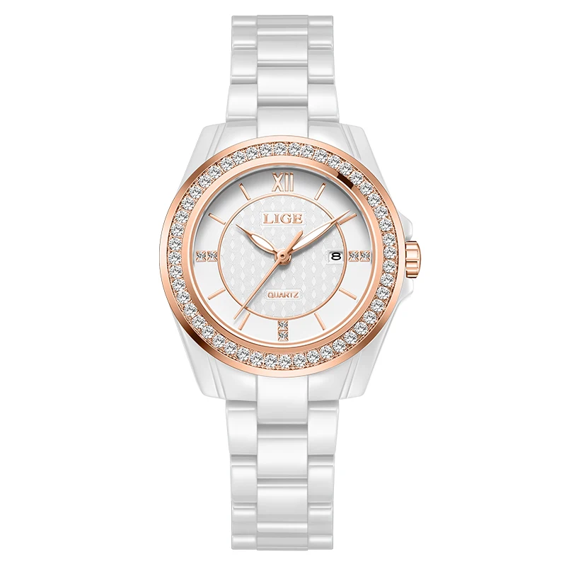 LIGE Elegant Women's Luxury Fashion Wristwatch with Quartz Movement in Stainless Steel