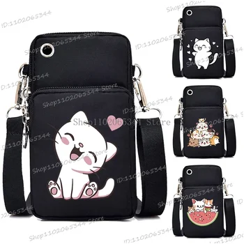 2024 Zipper Small Crossbody Bags Cartoon Anime Cat Women's Shoulder Purses and Handbags Girls Fashion Animal Mobile Phone Bag 1
