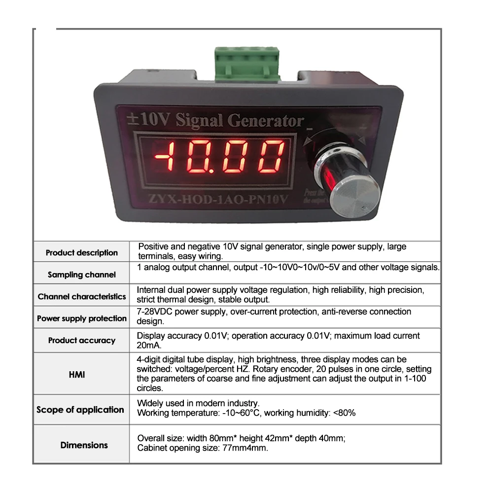 Signalgenerator Potentiometer 0–10 V DC 10 mA Generatormodul Einstellbarer Analoger Spannungssignalgenerator für PLC und MCU Schnittstelle