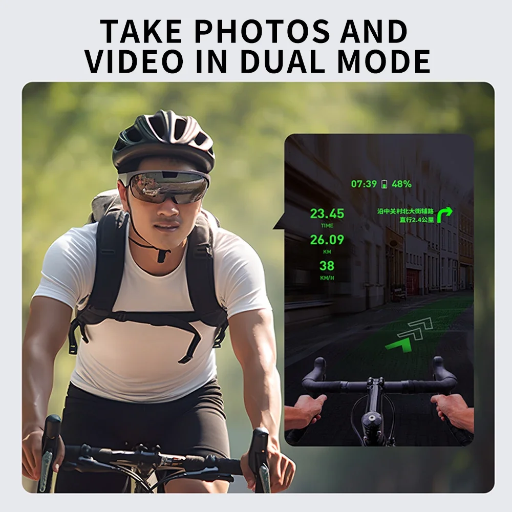 Lakw 316 Inch AR Hardware 4K HD Shooting Smart Remote Control Glasses 3D Style Camera AR+AI Video Technology Riding Glasses