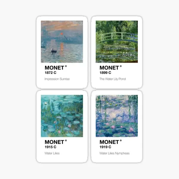 

Набор наклеек Monet Pantone, 5 шт., наклейки для бампера, мультяшный чемодан, аниме, художественный декор, бутылки для воды, домашний принт, автомобиль, детский ноутбук