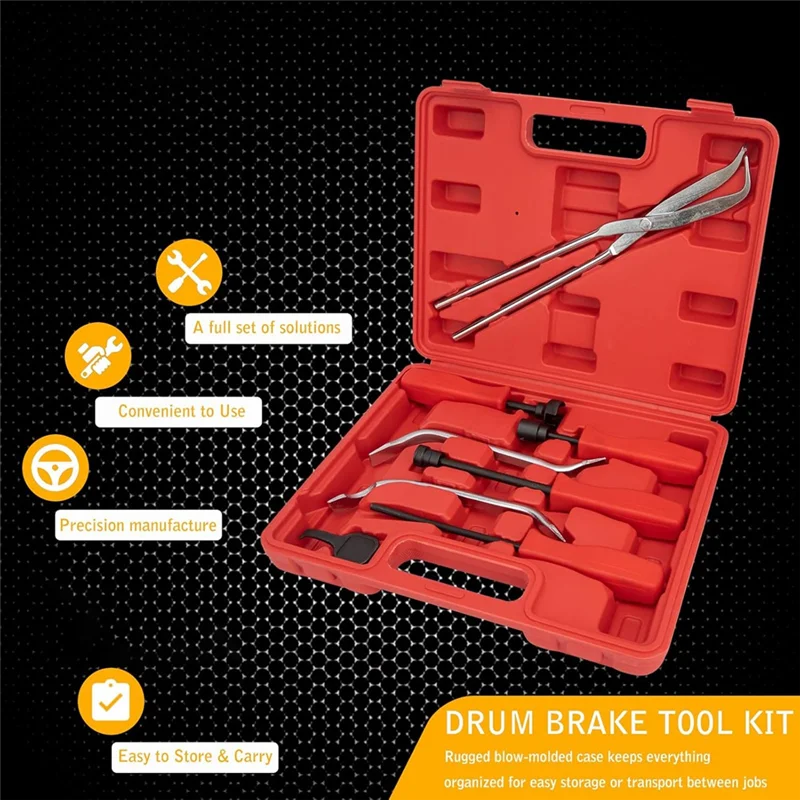 Compact 8Pcs Brake Drum Tool Kit Brake Drum Tool With Drum Spring Tool ...