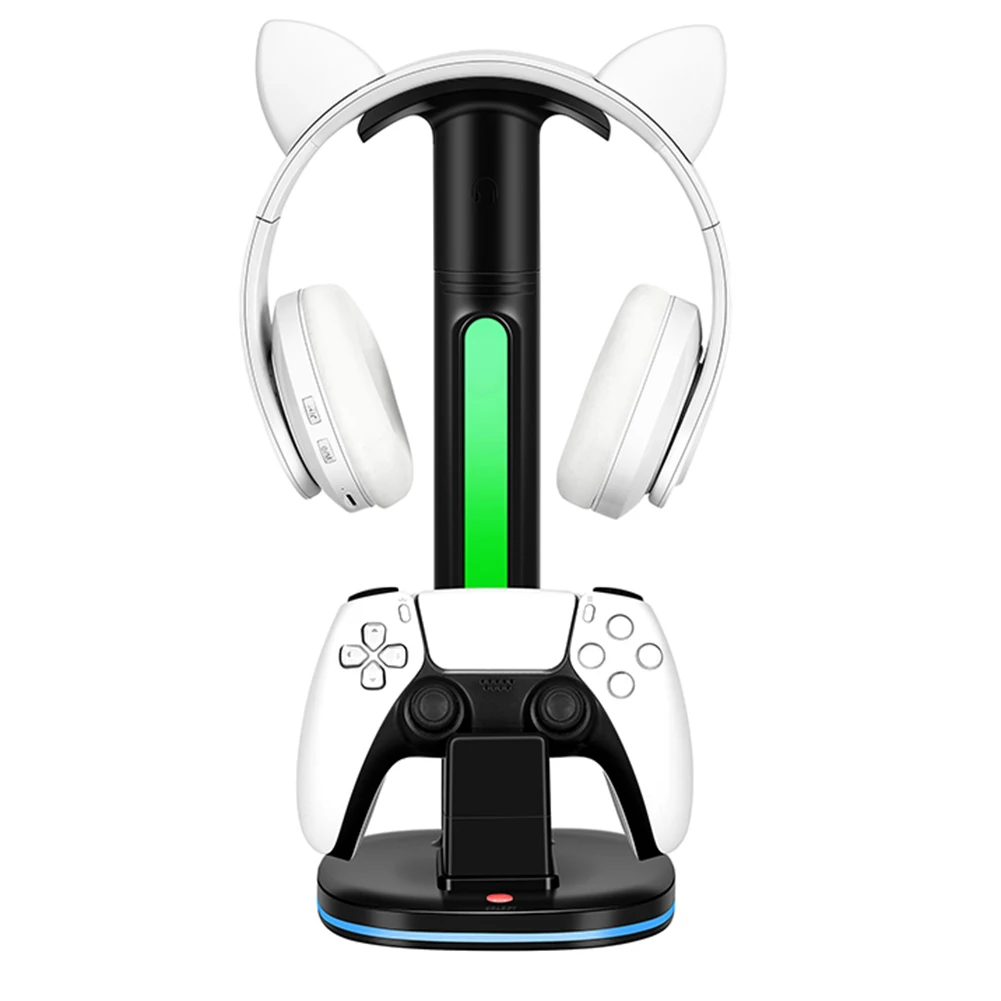 Station de charge PS5 avec support Casque, porte téléphone et lumière RGB