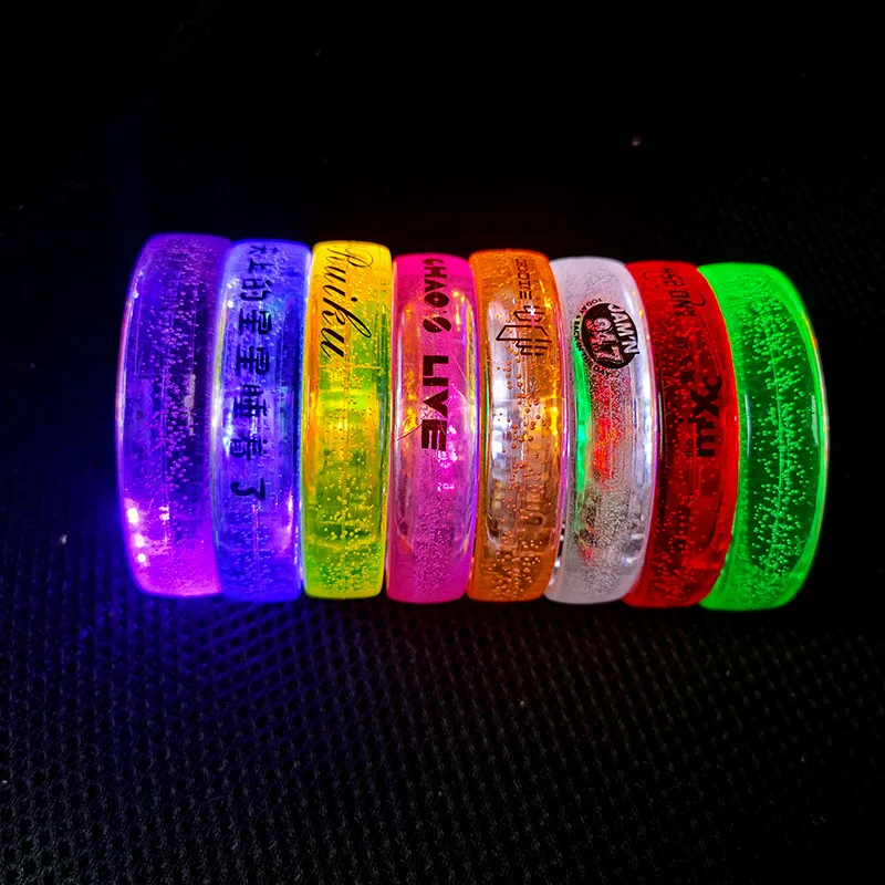 

50Pcs LED Bracelets Luminous Personalized Customized Logo Flashing Light Up Bracelet Glow Stick Wristband Birthday Wedding Party