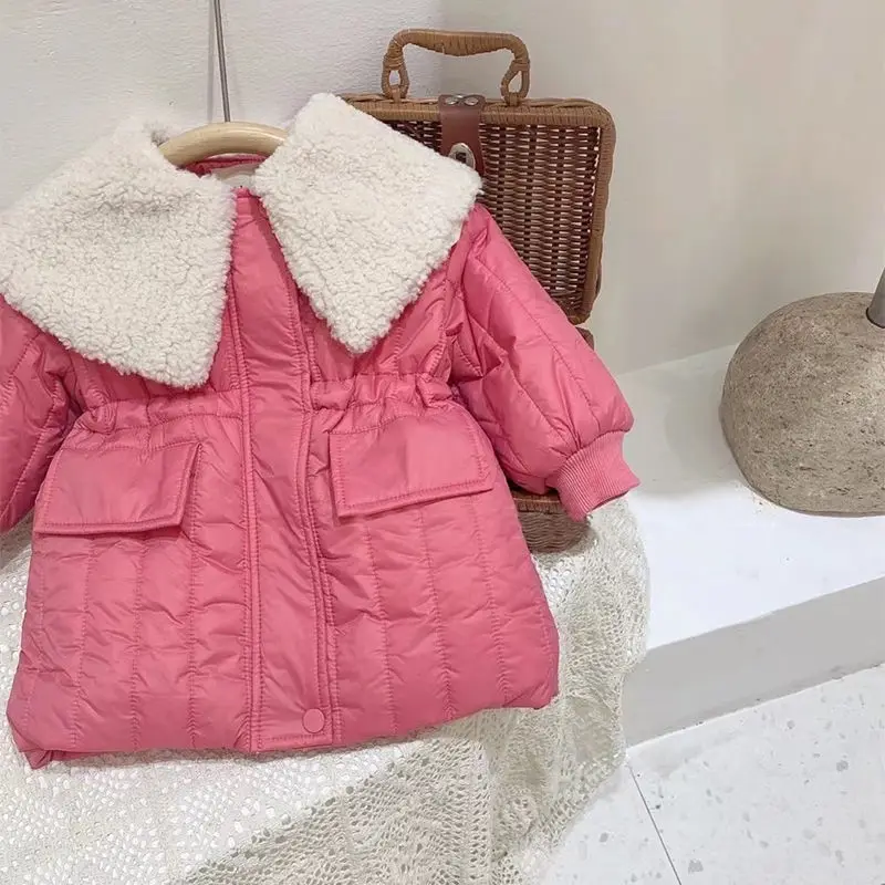 

Куртка-пуховик для девочек 4-12 лет, зимняя плотная теплая парка большого размера с плюшевой подкладкой, детский комбинезон, верхняя одежда Q697