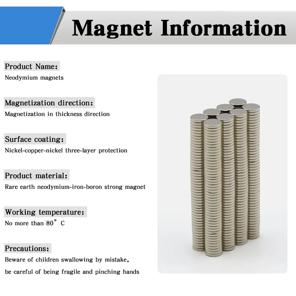 5 x 1 mm superstarker runder Magnet Neodym-Magnet NdfeB N35, starker Permanentmagnet imanes Kühlschrankmagnet – Detail 2