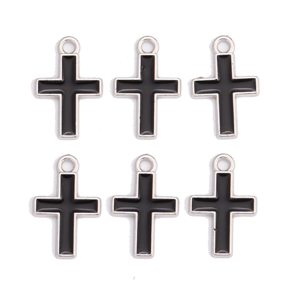 Gemischte 10 stücke Emaille Strass Kreuz Legierung Christian Charm Anhänger für Armband Halskette Ohrringe hand gefertigte DIY Accessoires – Detail 4
