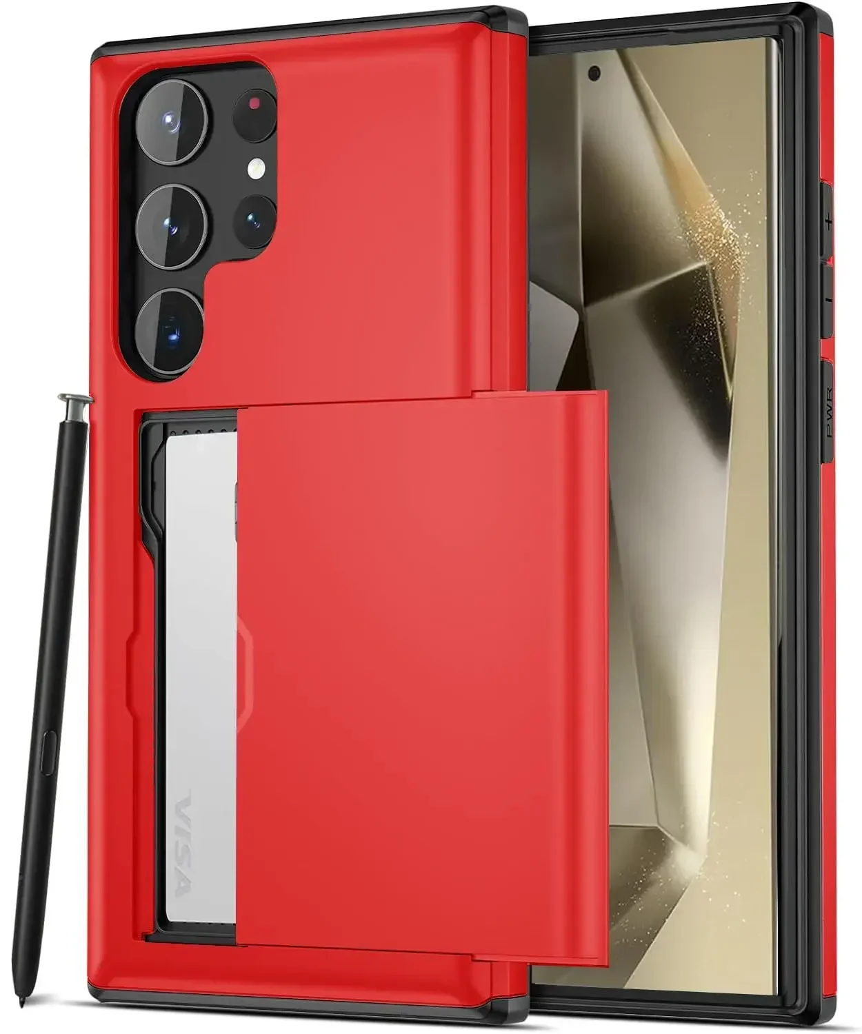 Slim Dual Layer Heavy Duty Phone Case with Hidden Card Slot Wallet Cover