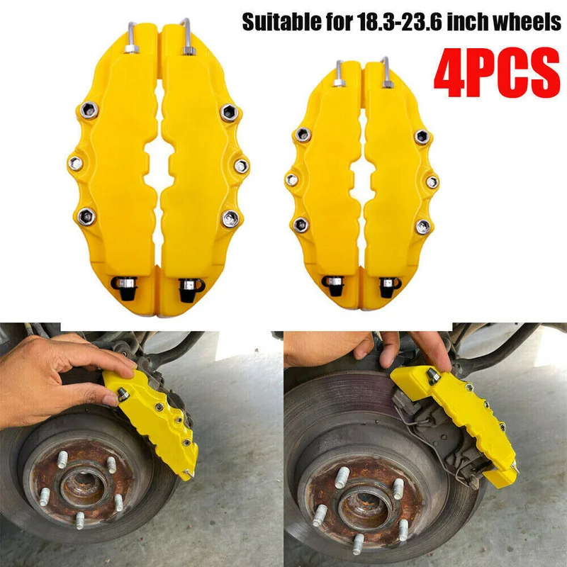 Car Disc Brake Caliper Cover 4x M + S 3D Style For Front Rear Wheel Decor Auto Disc Covers Car Brake Pad Accessories