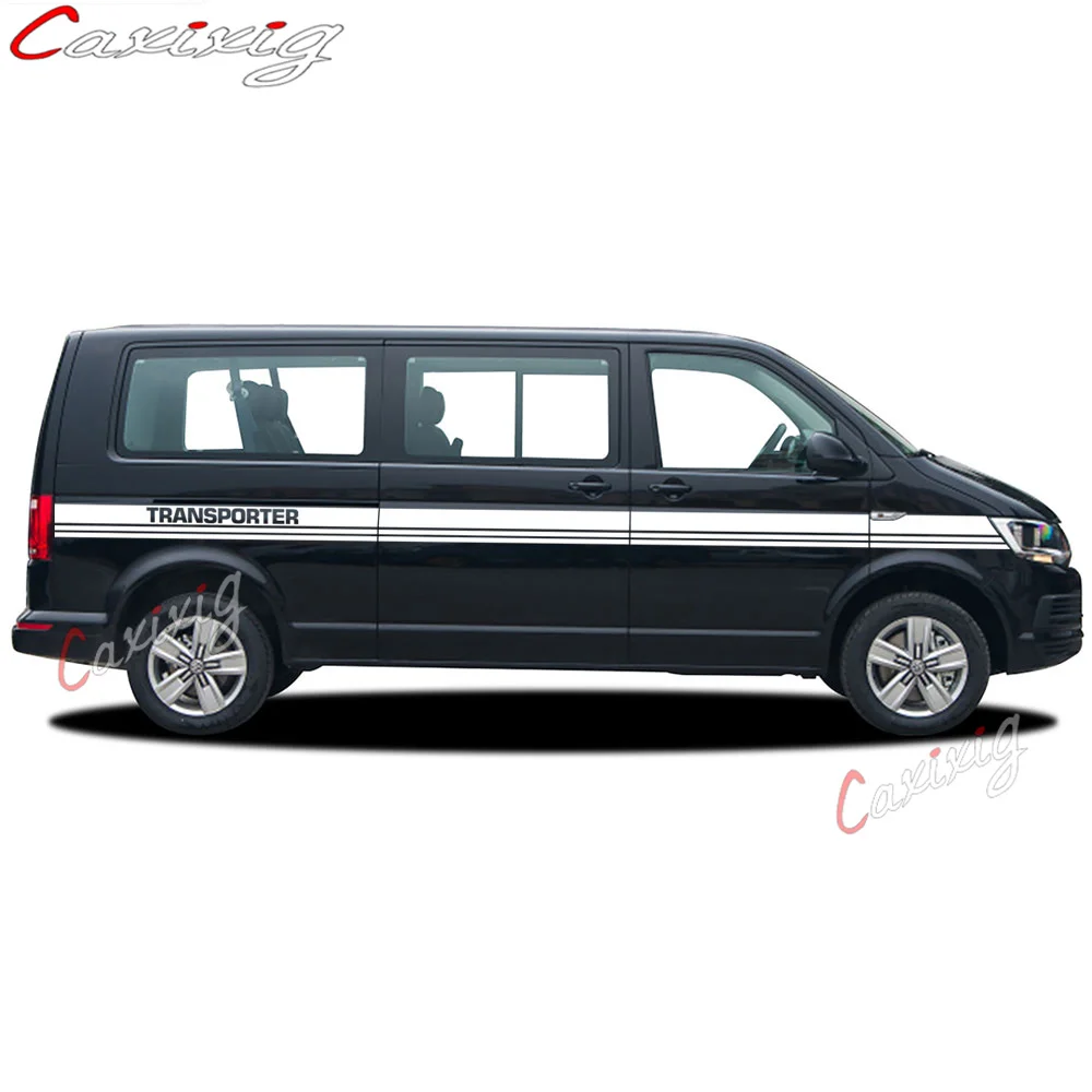 2 Pezzi Per Volkswagen Vw Transporter T4 T5 T6 Adesivi Per Lo Styling Dell'Auto Camper Van Waist Stripe Graphics Door Side Decor Decalcomanie