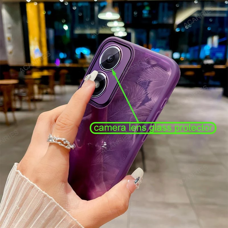 Glitter Feather Pattern Silicone Soft Phone Case