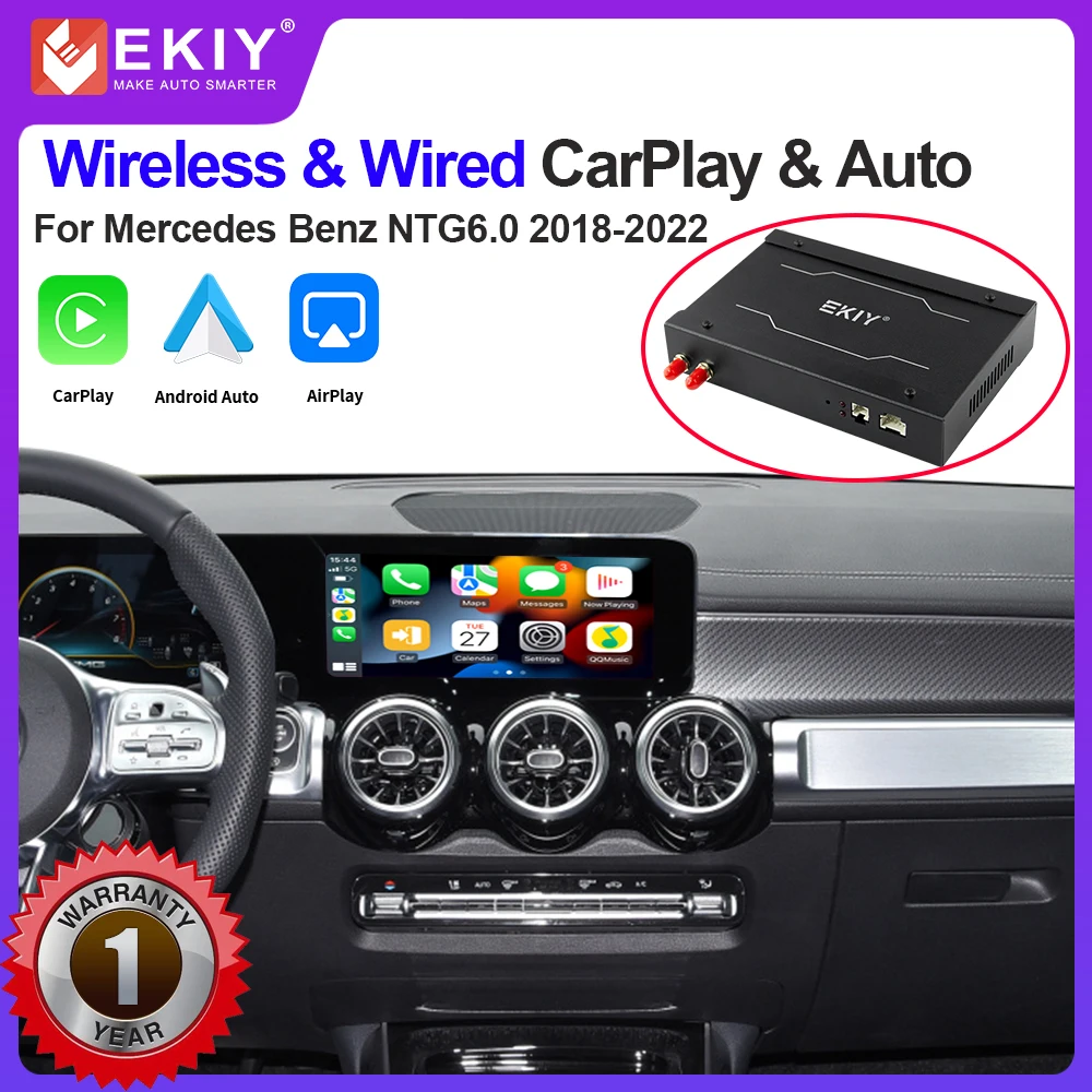 

EKIY Wireless CarPlay Android Auto For Mercedes Benz A B C E CLS CLA GLA GLB Class NTG6.0 2018-2022 With Mirror Link Airplay