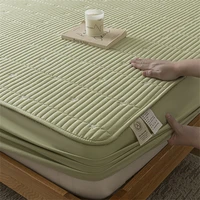 Waterproof Mattress Pad Embroidered Skin-Friendly Fitted Sheet with Elastic Band Protector Bed Cover Quilted Breathable Washable 1