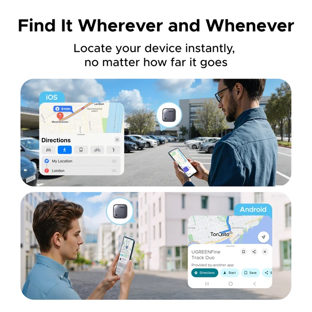UGREEN Smart Finder For Apple Find My & Find Hub App Android Bluetooth Tracker Card