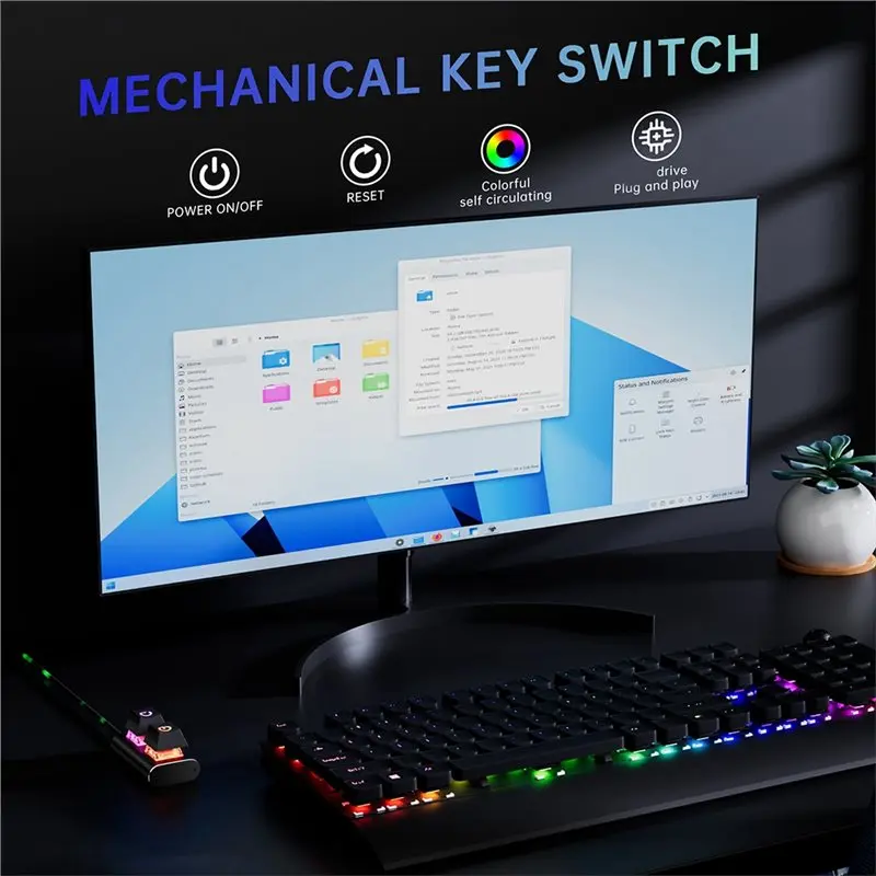 외부 PC 전원 켜기/리셋 버튼 인터넷 카페 컴퓨터 데스크탑 알루미늄 스위치 버튼 USB 포트 LED 표시등 포함