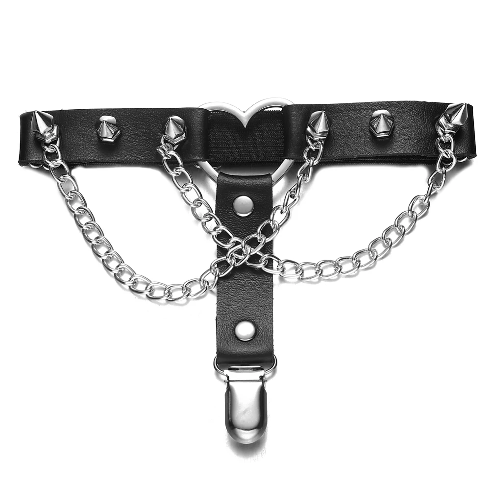 Sexy Leg Chain Leather Elastic Spiked Leg Harness For Women Girls Goth ...