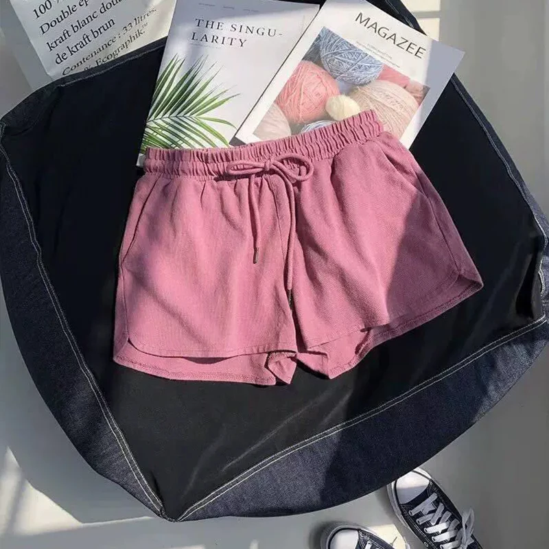 High Waisted Elastic Sports Shorts For Women Loose And Casual Summer New Style Wide Leg Pants Home Sleepwear Trendy 1PC_ecoleips.com