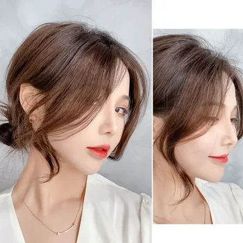 Frangia di capelli sintetici frangia laterale per le donne 3D parte centrale frangia falsa estensioni a Clip posticci invisibili frangia naturale