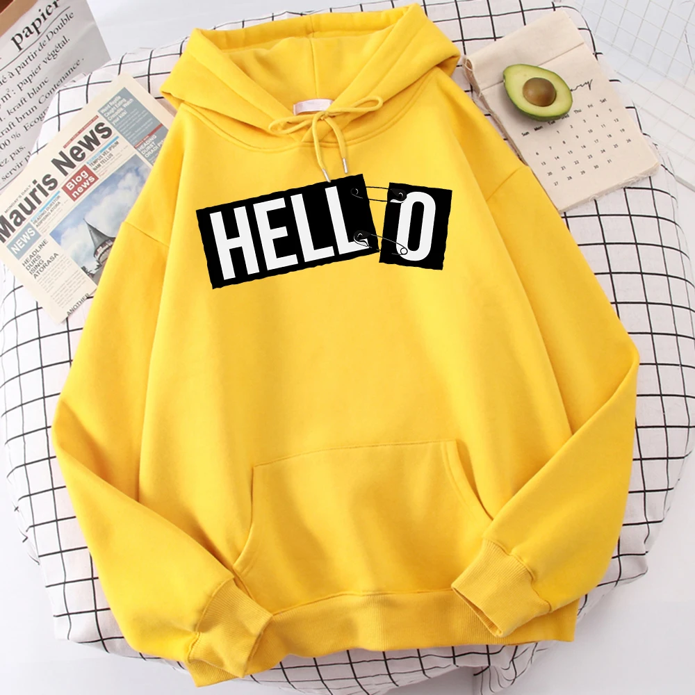 

Letters "Hell" Connected "O" So It'S Hello Hoodies Male Vintage S-Xxl Sweatshirt Warm Pocket Top Personality Hooded Hoodie Men