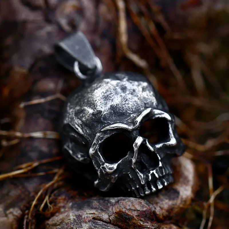 New Design Necklace 316L Stainless Steel Jewelry Punk Biker Vintage Skull Bone Pendant 6