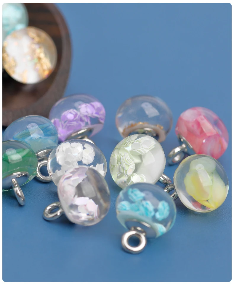 Description Picture 3 of item10pcs Round Resin Buttons Beautiful 10mm Small Round Buttons Transparent Shank Button Cheongsam Accessories