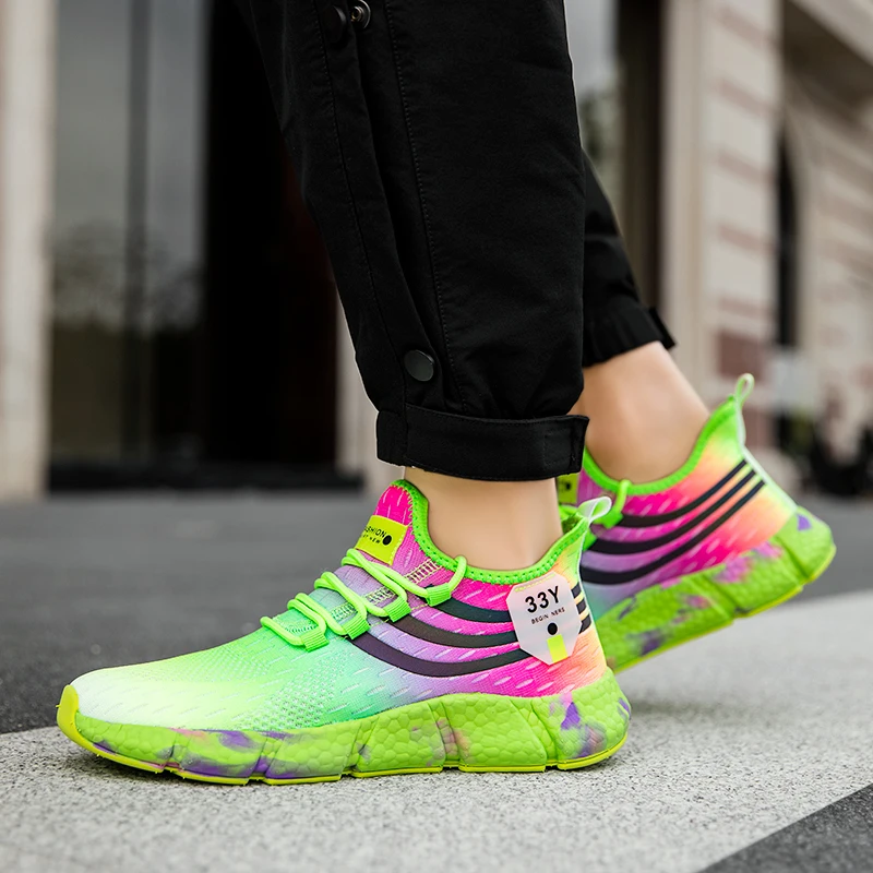 Leichte Frauen Laufschuhe Neue Bunte Weibliche Sport Schuhe Atmungs Paar Casual Turnschuhe Flexible Mode Männer Tennis – Detail 7