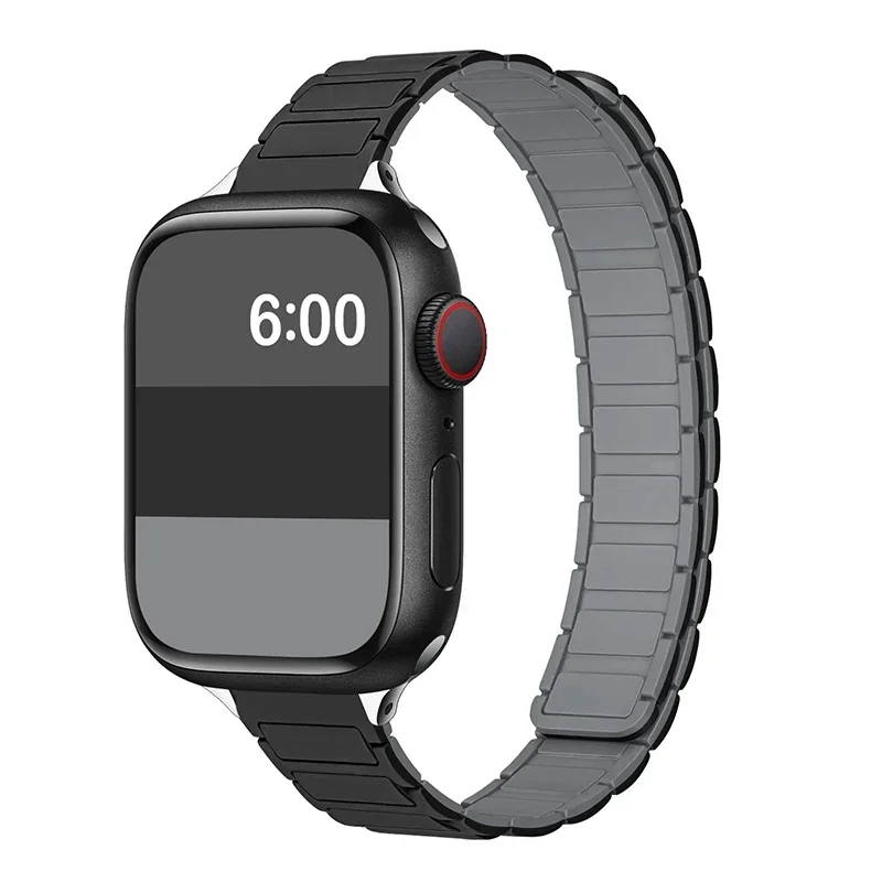 Women's Slim Silicone Magnetic Bracelet Watch Band with Strap