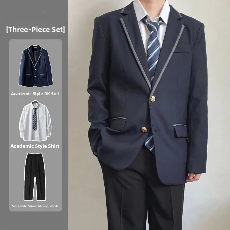 Japanese Sle DK orm Suit Men's oulder Pad West Suit Outerwear Spring Autumn JK Student Class orm Set Cool Haome