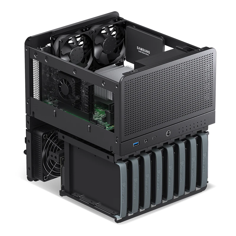 JONSBO N3 NAS ITX Chassis With Cooler and 8 HDD Position SFX Power Tower Mini PC Case For AMD 7700 CPU 25cm GPU 13cm fan pc case pc chassis computer chassis frame mini itx desktop case