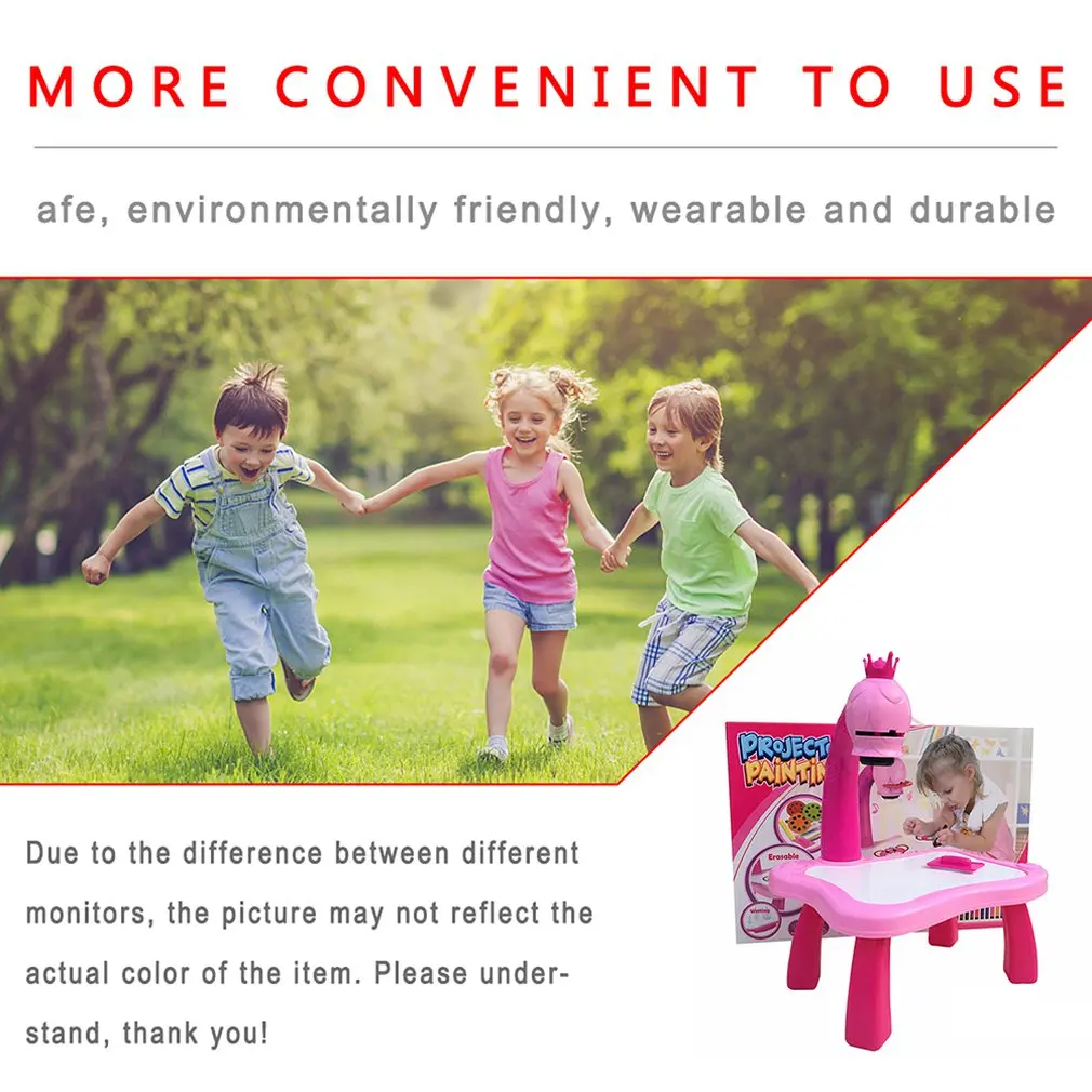 Child Learning Painting Table With Smart Projector Enlightenment Early Education Painting Graffiti Board with Light Music Table