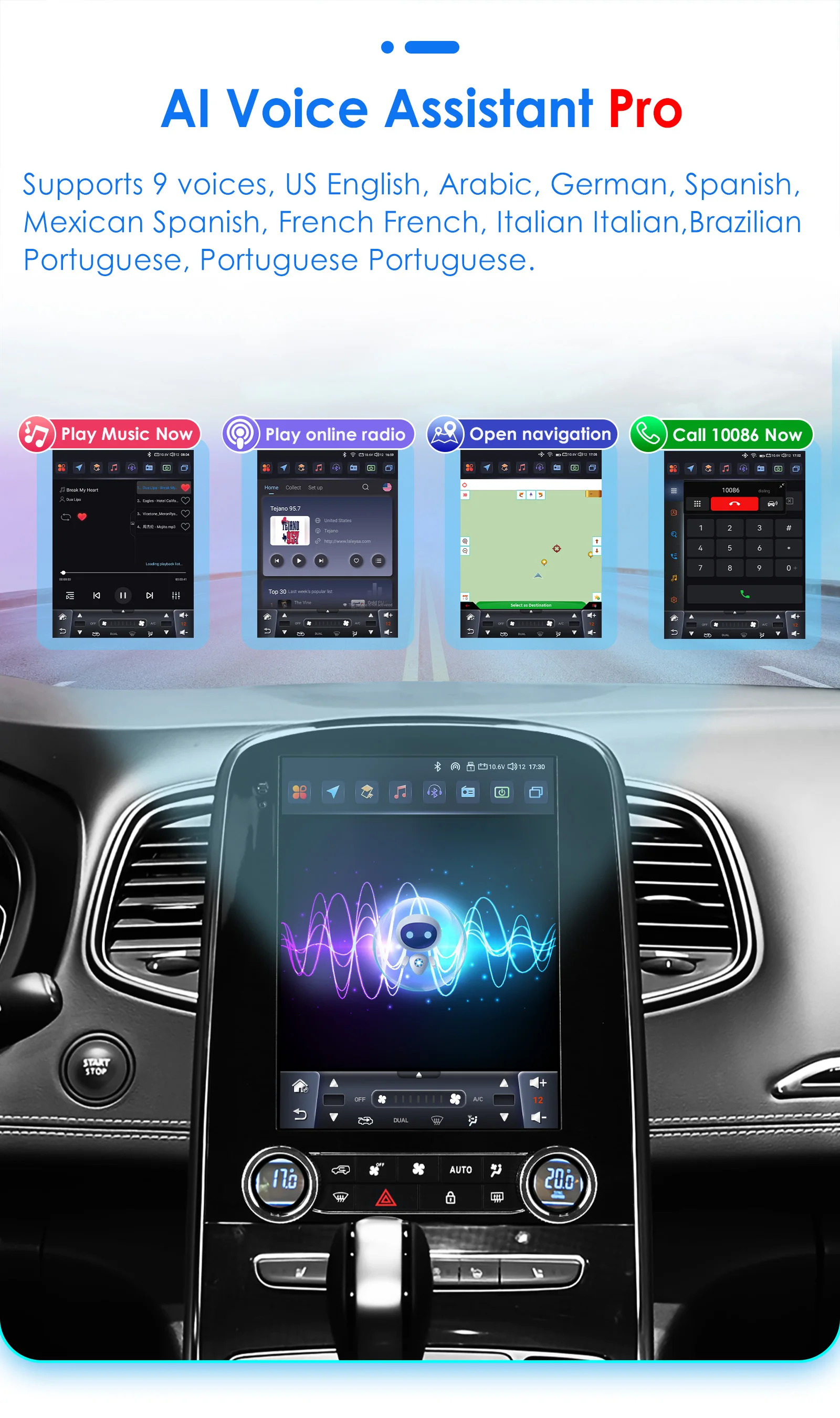 Hizpo 9,7 Zoll Android Auto Autoradio für Renault Scenic 2013–2024 Tesla Style Bildschirm RDS DSP GPS 4G WiFi BT CarPlay 360 ° CAM – Detail 20
