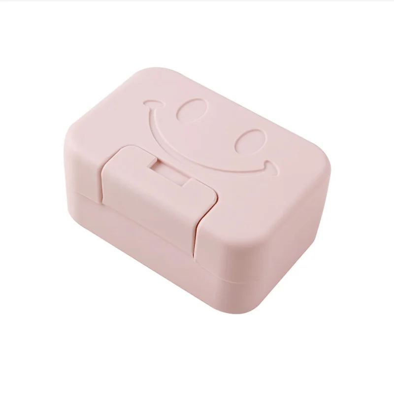 1pc Soap Dish Non-punch Household Cute Soap Dish with Lid,  Expression Detail Soap Dish Container for Home Bathroom Travel