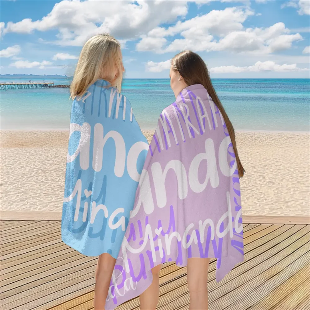 Personalized Beach Towel with Name, Oversized Monogram Pool Towels For Kids/Adult, Bachelorette Party Towel Gift, Birthday Vacat