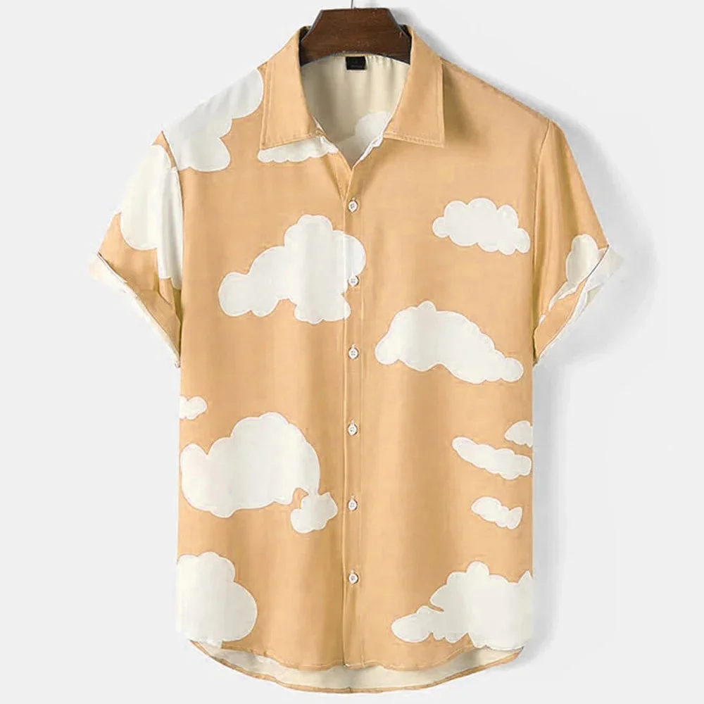 Men's Shirts Short Sleeve Cloud Print Tops Hawaiian Holiday Shirts Fashionable Unisex Shirts Summer T-Shirts Casual Oversized Cl 5