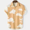 Men's Shirts Short Sleeve Cloud Print Tops Hawaiian Holiday Shirts Fashionable Unisex Shirts Summer T-Shirts Casual Oversized Cl 5