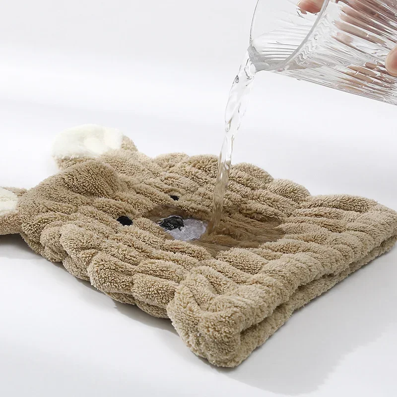 Long Ears Rabbit Hats Thick Coral Fleece Hair Drying Caps for Kids Shower Strong Absorbing Bathroom Supplies
