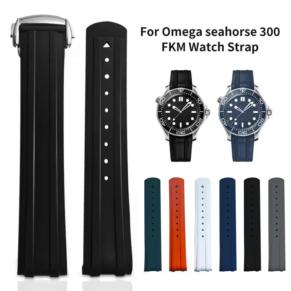 Original Design 20 mm für Omega Seamaster 300 FKM Gummi-Uhrenarmband PFAS-zugelassene flexible mehrfarbige Optionen Uhrenarmband
