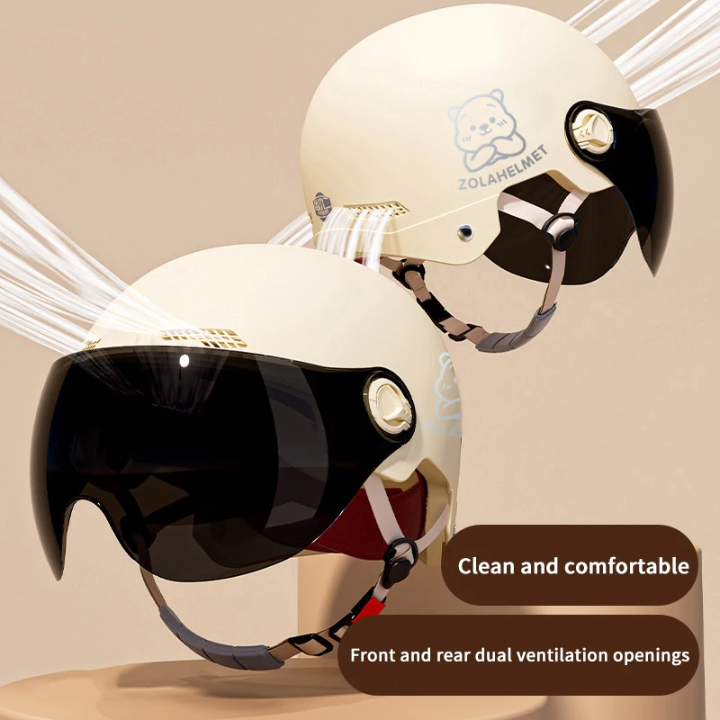 1 Piece 3C Certified Men's And Women's Adult Cartoon Electric Bicycle Motorcycle Half Helmet With Goggles Bicycle Safety Helmet | Sale Bangladesh 1 Piece 3C Certified Men's And Women's Adult Cartoon Electric Bicycle Motorcycle Half Helmet With Goggles Bicycle Safety Helmet Sale Bangladesh