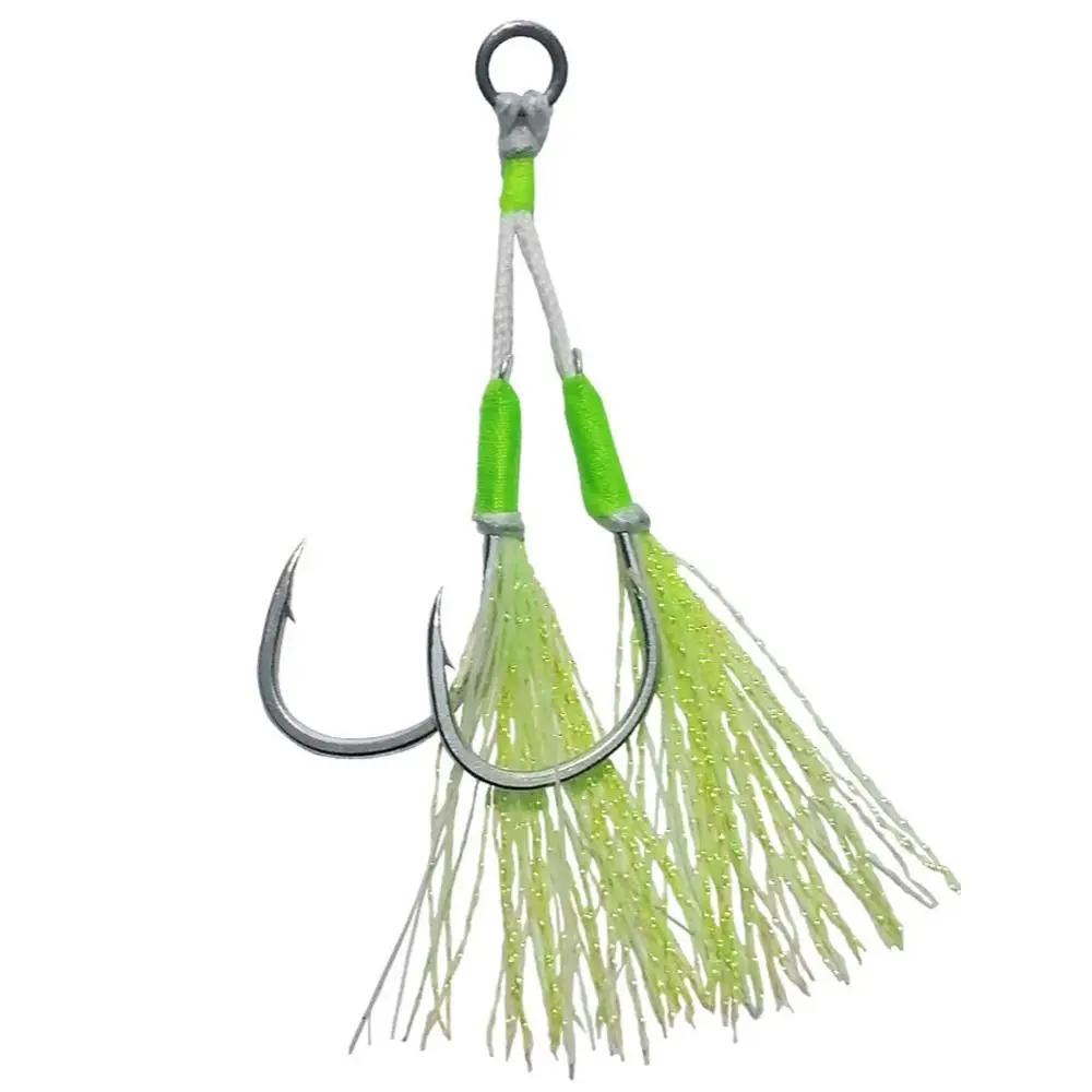Luminescenza Metal Jig Tail Assist Ganci Forza Ad Alta Resistenza 1/0 2/0 3/0 4/0 5/0 Anello Solido Jigging Fishhook Anello In Acciaio Senza Saldatura