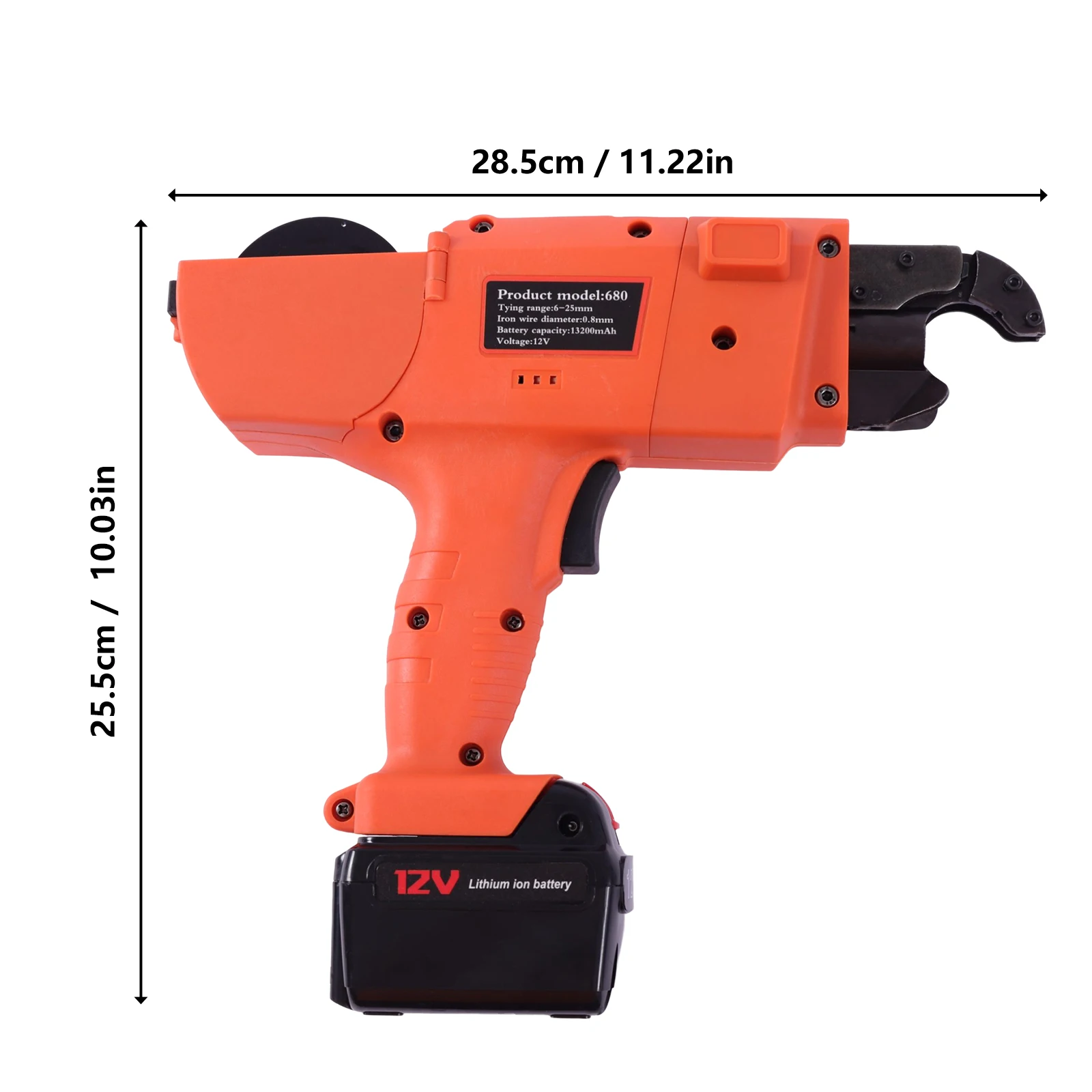 6-25mm Automatische Handheld Rebar Bindemaschine 2*12v Lithium-Ionen Batterie Rebar Bindemaschine 13200mah für Bau Bauernhof Garde – Detail 2