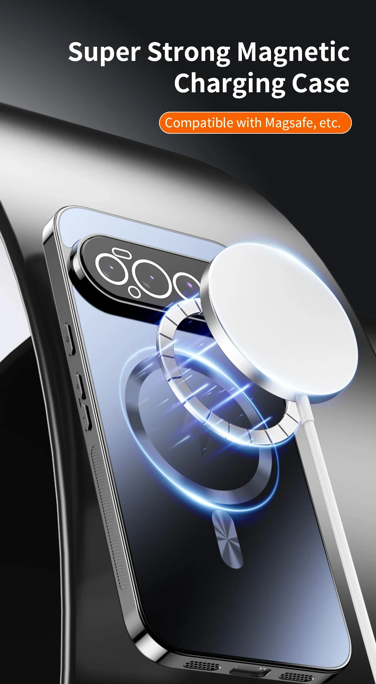 Luxury Straight Edge Magnetic Plating Flash Charge Case