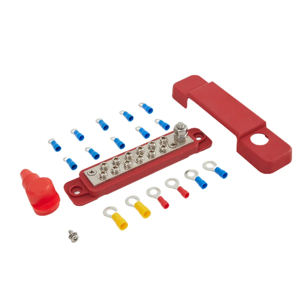 Accessories New Replace Terminal Block For Car 180A 12V DC Bar Power Busbar Bus Zinc Alloy 12 Point Pair Black Red