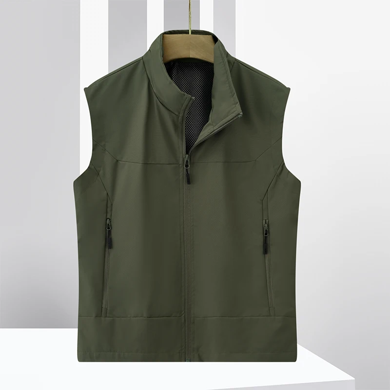 Summer Men's Tank Top Casual Fashion Multiple Pockets Black Coat Middle-aged And Young Photography Fishing Sleeveless Jacket