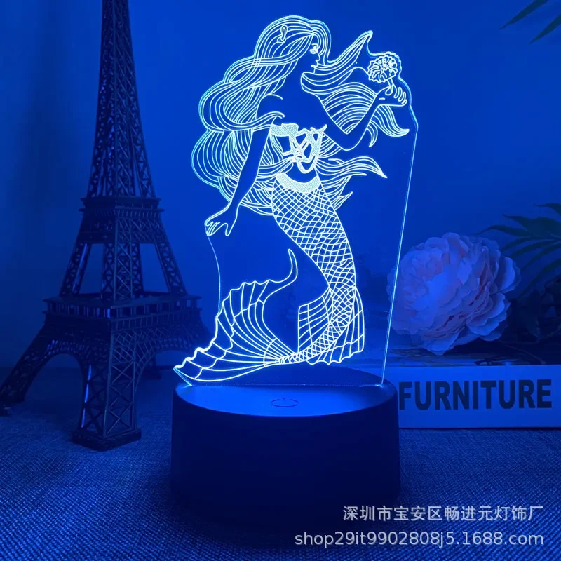 

Disney Mermaid Princess 7 Color 3D Remote Control Table Lamps Toys Gift for Kid Home Decoration Touch Creative Atmosphere Lamp