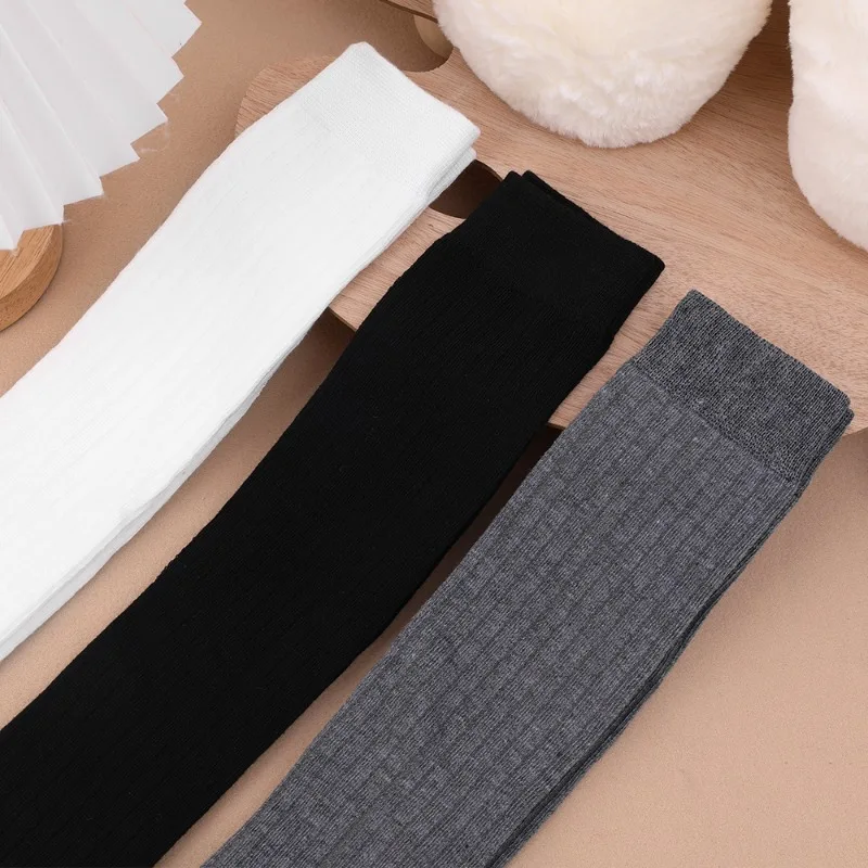Autumn Winter Women's Stockings Girls Black White JK Lolita Long Tight Socks Vertical Stripes Cotton Over Knee Thigh High Socks
